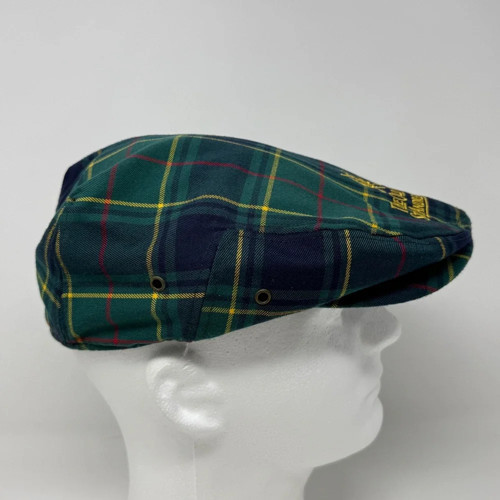 St Andrews Links Tartan Collection Green Plaid Flat Cap Golf Hat One Size
